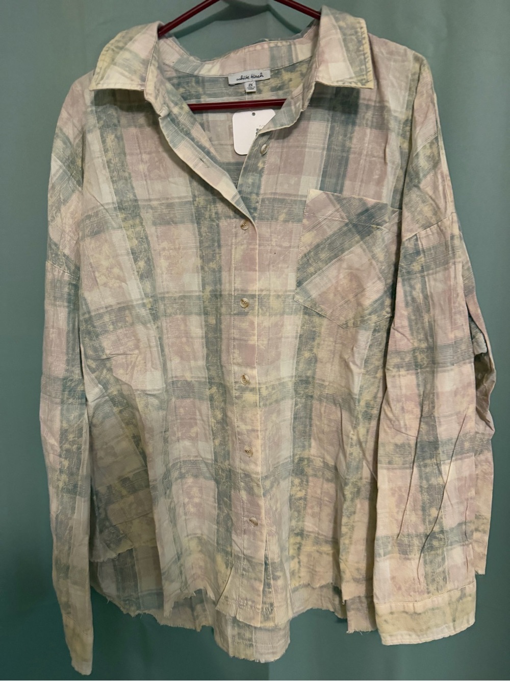 white birch Pastel Plaid Button-Front Shirt